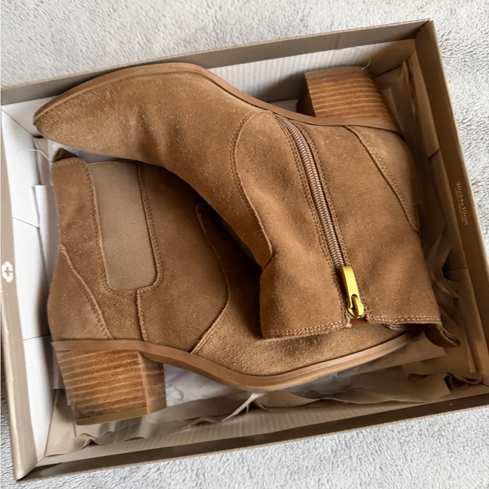 Franco Sarto Tan Suede Ankle Boots